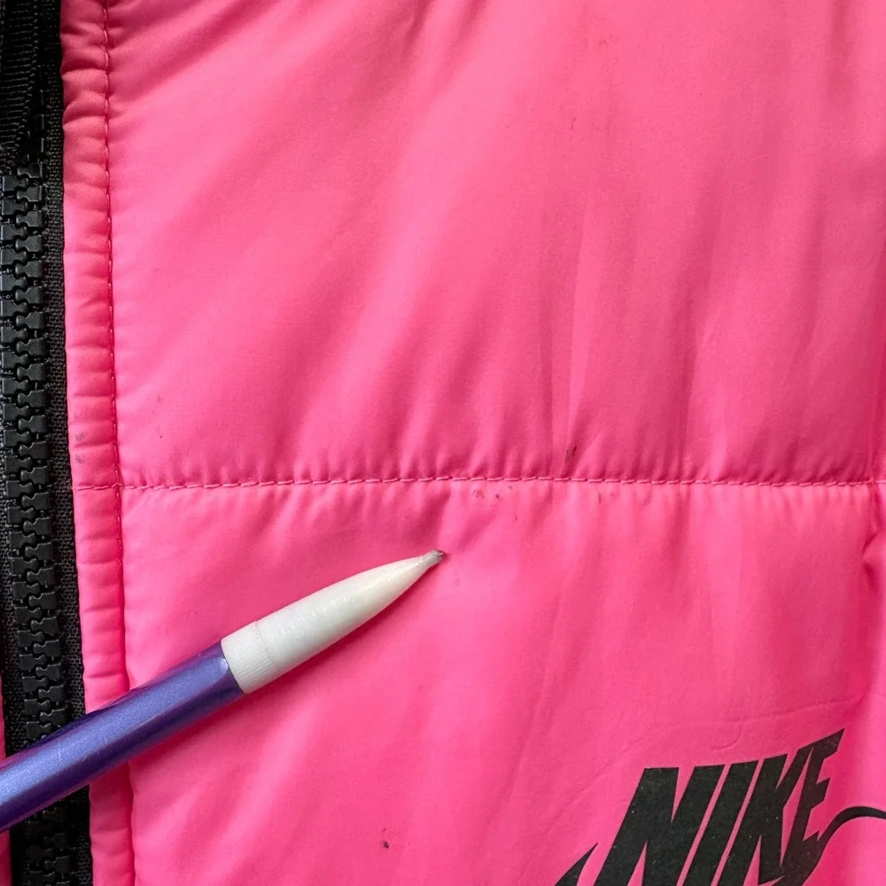 Nike‎ Therma-FIT Puffer Coat Women Sz Small Pink Long Hooded Winter Warm